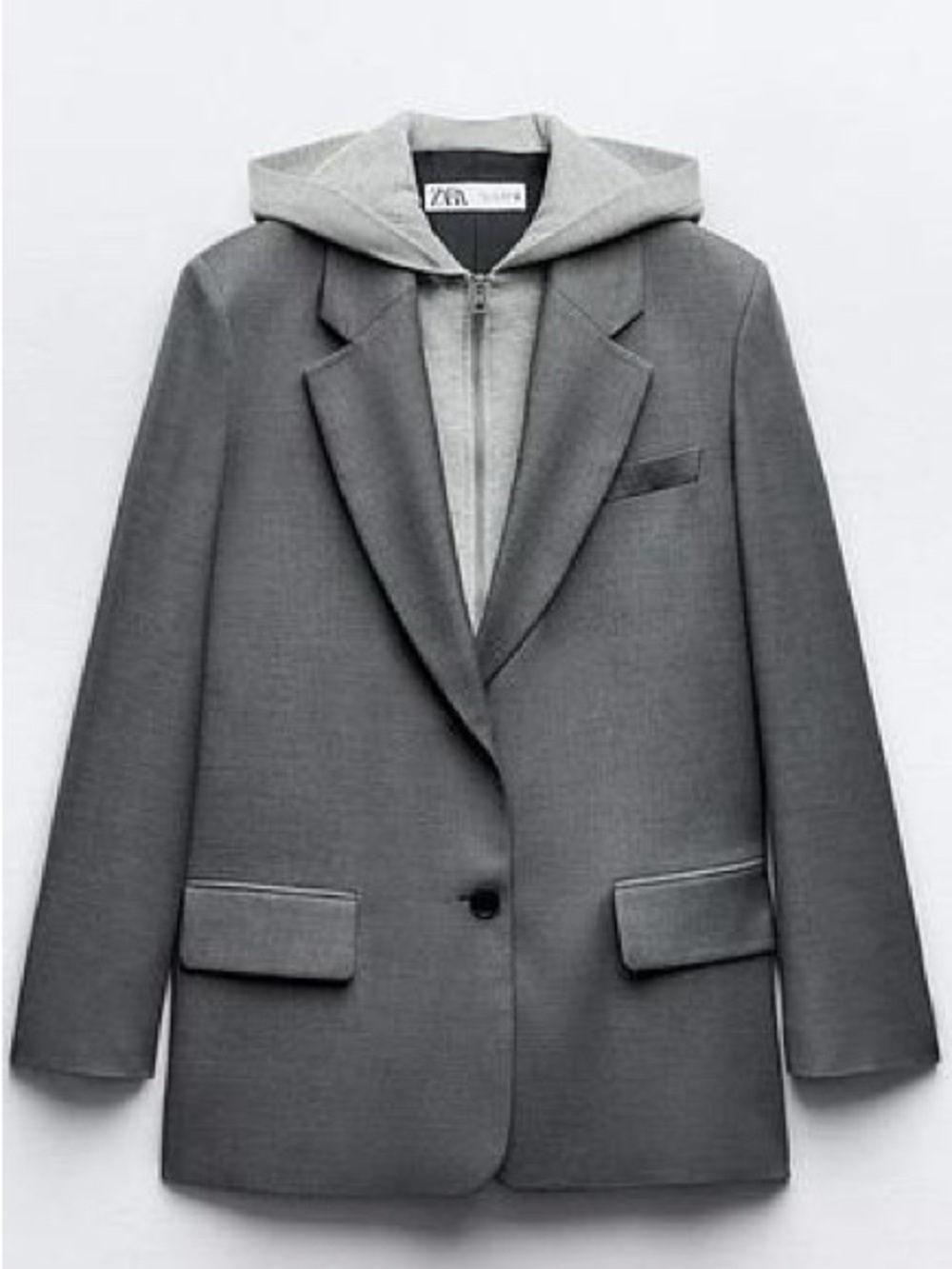 Zara Gray Hooded Blazer Jacket XS